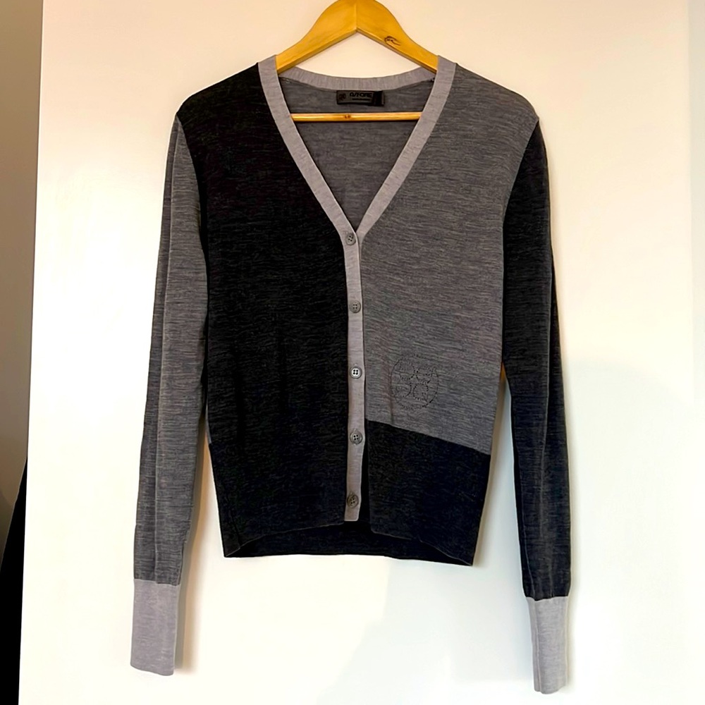 G/FORE Colour Blocked Gray Cardigan Wool Golf Sweater Medium - Picture 2 of 4